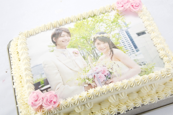 結婚式の写真ケーキ