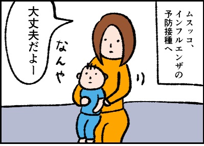 予防接種をうける息子