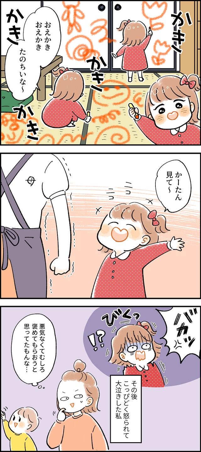 子ども　お絵かき　怒る