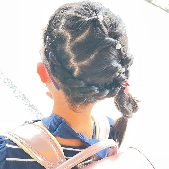 子供簡単ヘアアレンジくるりんぱ